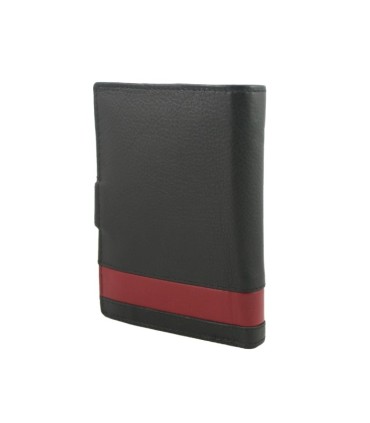 Portfel męski Pierre Cardin RFID ze skóry naturalnej czarny z bordową wstawką