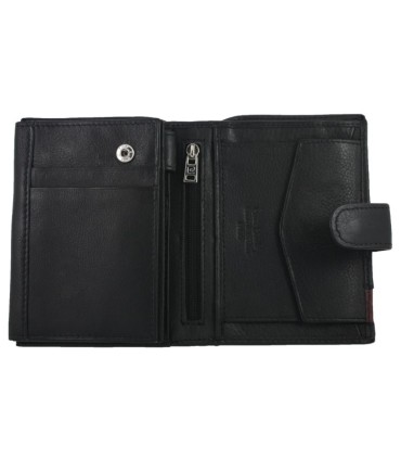 Portfel męski Pierre Cardin RFID ze skóry naturalnej czarny z bordową wstawką
