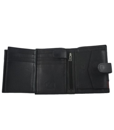 Portfel męski Pierre Cardin RFID ze skóry naturalnej czarny z bordową wstawką