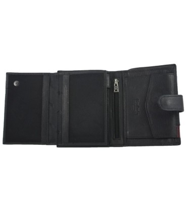 Portfel męski Pierre Cardin RFID ze skóry naturalnej czarny z bordową wstawką