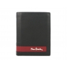 Skórzany portfel męski Pierre Cardin RFID, czarny z bordową wstawką