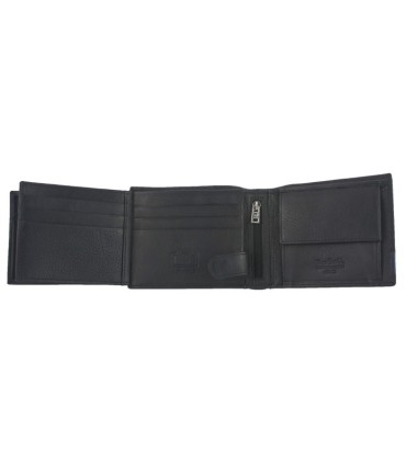 Portfel męski Pierre Cardin RFID ze skóry naturalnej czarny z niebieską wstawką