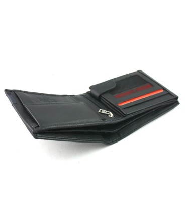 Portfel męski Pierre Cardin RFID ze skóry naturalnej czarny z niebieską wstawką