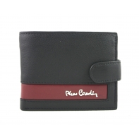 Mały portfel męski Pierre Cardin RFID, czarny z bordową wstawką