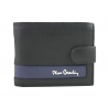 Mały portfel męski Pierre Cardin RFID, czarny z niebieską wstawką