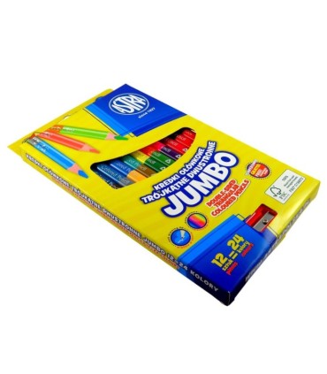 12 grubych dwustronnych kredek ołówkowych Jumbo Astra + temperówka