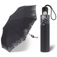 Automatyczna parasolka damska Pierre Cardin czarna z ornamentem