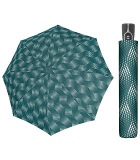 Wytrzymała AUTOMATYCZNA parasolka Doppler, zielona w fale z kropek
