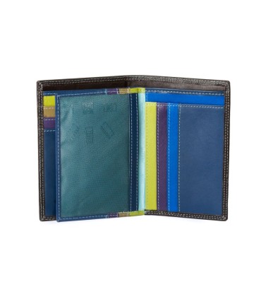 Cienki skórzany portfel damski marki DuDu®, RFID, brązowy, granat + inne