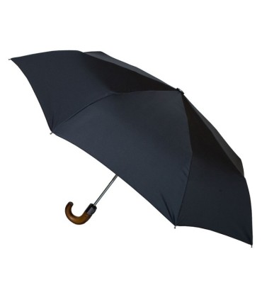 Czarna automatyczna parasolka męska marki Parasol z drewnianą rączką
