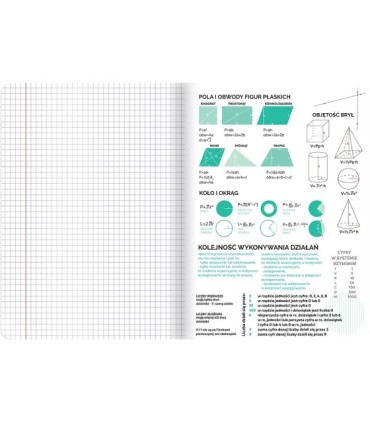 Zeszyt DO MATEMATYKI, A5 60k, TOP-2000, kratka z marginesem, przydatne ściągi