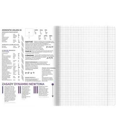 Zeszyt DO FIZYKI, A5 60k, TOP-2000, kratka z marginesem, przydatne ściągi