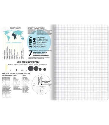 Zeszyt DO GEOGRAFII, A5 60k, TOP-2000, kratka z marginesem, przydatne ściągi