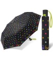 Automatyczna parasolka do torebki BENETTON czarna w kolorowe groszki