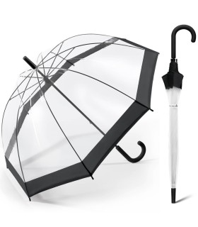 Głęboka parasolka Happy Rain, przezroczysta z kontrastową lamówką