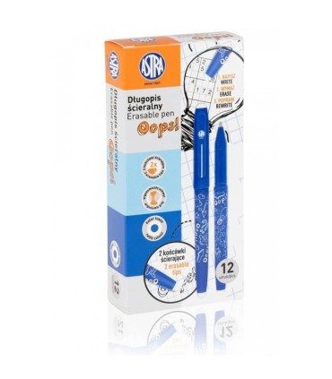 DŁUGOPIS WYMAZYWALNY Z GUMKĄ NIEBIESKI ASTRA OOPS! 0,6 mm 