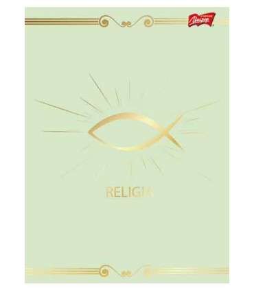 ZESZYT DO RELIGII, 32 KARTKI, SYMBOLE RELIGIJNE, KRATKA Z MARGINESEM