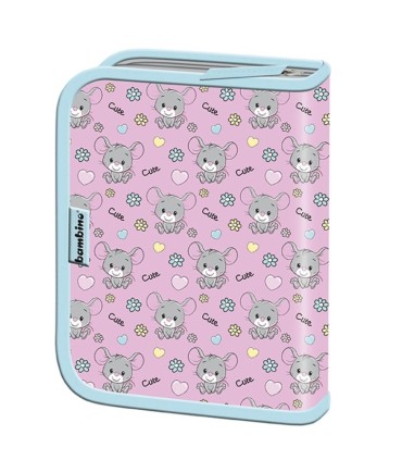 Piórnik pojedynczy BAMBINO pluszowa myszka MOUSE z odstającymi uszami