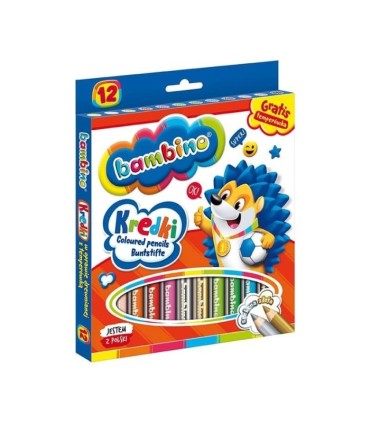 12 grubych kredek ołówkowych Bambino + temperówka