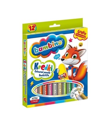 12 grubych kredek ołówkowych Bambino + temperówka