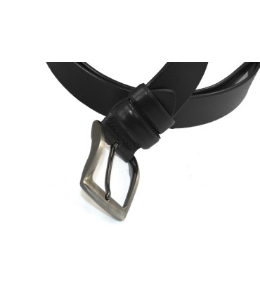 Czarny pasek do dżinsów marki Orsatti z klasyczną klamrą