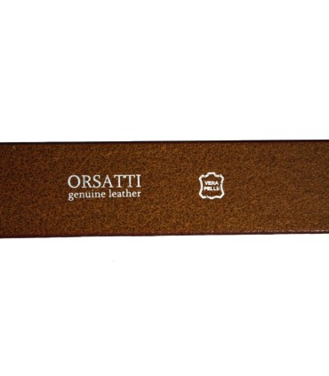 Brązowy pasek do dżinsów marki Orsatti z klasyczną klamrą