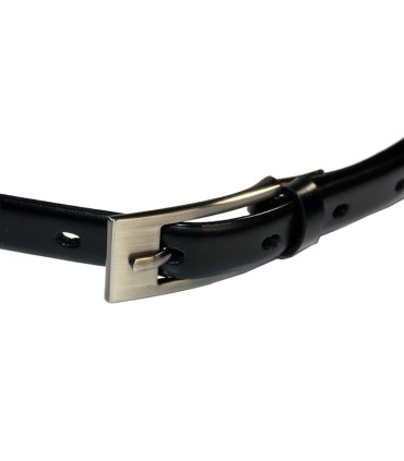Czarny skórzany pasek damski 1,5 cm marki Orsatti
