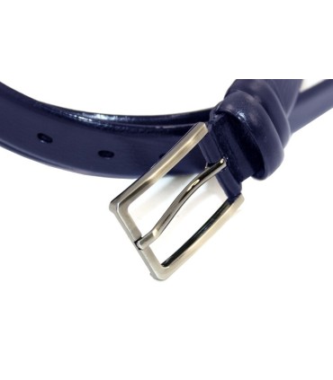 Granatowy pasek do garnituru marki Orsatti z klasyczną klamrą