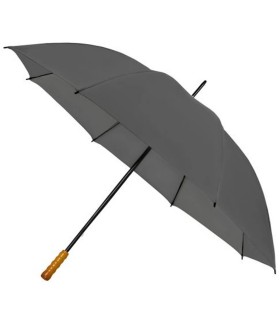 Bardzo duża parasolka w kolorze szarym, z rączką stylizowaną na drewno