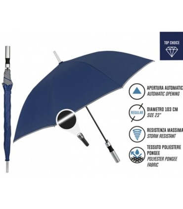 Automatyczny duży średnica 104 cm lekki wytrzymały parasol z odblaskową lamówką PERLETTI