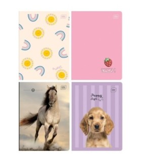 4X ZESZYT A5 DLA DZIEWCZYNKI, 32 KARTKI, KRATKA Z MARGINESEM, INTERDRUK