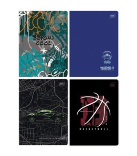 4X ZESZYT A5 DLA CHŁOPCA, 32 KARTKI, KRATKA Z MARGINESEM, INTERDRUK