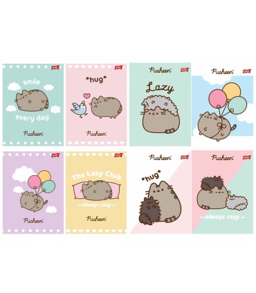 8X ZESZYT A5 32 KARTKI PUSHEEN: 4x TRZY LINIA + 4x KRATKA