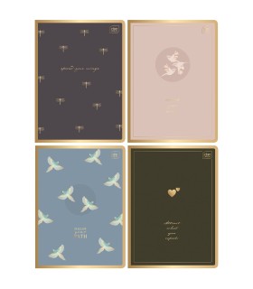 4 X ZESZYT A5, 60 KARTEK, KRATKA Z MARGINESEM, SATIN GOLD dla dziewczynki