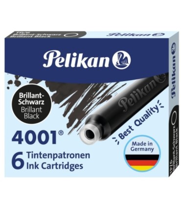 Naboje do piór krótkie czarne PELIKAN opakowanie 6 sztuk