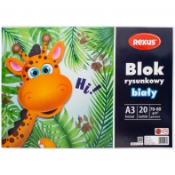 Blok rysunkowy biały REXUS Benjamin A3 20 kartek, 70-80g/m2