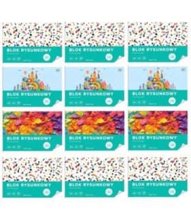 12 SZT. x BLOK RYSUNKOWY INTERDRUK A4 20 kartek, 80g