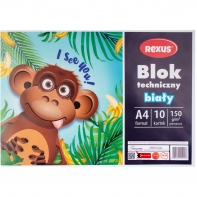 Blok techniczny biały REXUS Benjamin A4 10 kartek, 150g/m2