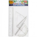 Zestaw geometryczny 4 elementy: linijka 20 cm, 2x ekierka, kątomierz REXUS Benjamin