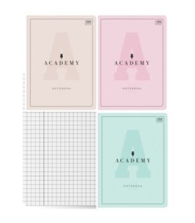 3X ZESZYT A4, 60 KARTEK, KRATKA Z MARGINESEM, INTERDRUK ACADEMY PASTEL