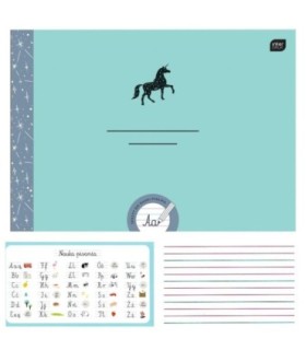 POZIOMY ZESZYT A4 DO NAUKI PISANIA, 32 KARTKI, W TRZY LINIE, JEDNOROŻEC