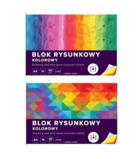 2 SZT. X BLOK RYSUNKOWY KOLOROWY, A4, 10 KARTEK, 80g, INTERDRUK