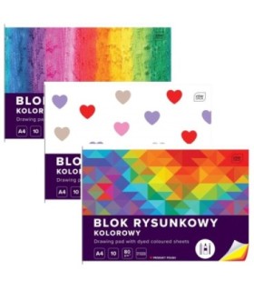 3 SZT. X BLOK RYSUNKOWY KOLOROWY, A4, 10 KARTEK, 80g, INTERDRUK