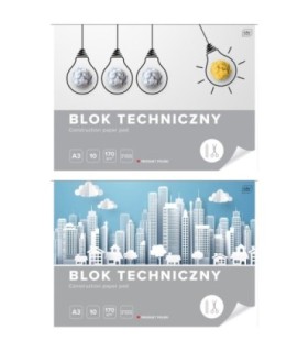 2 SZT. X BLOK TECHNICZNY BIAŁY A3 INTERDRUK 10 ARKUSZY 170g