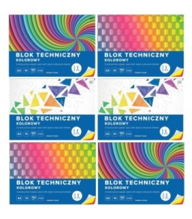 6 SZT. X BLOK TECHNICZNY KOLOROWY A3 INTERDRUK 10 ARKUSZY, 160g/m2