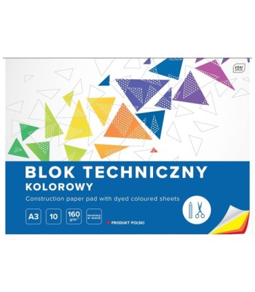 8 SZT. BLOK TECHNICZNY KOLOROWY A3 INTERDRUK 10 ARKUSZY, 160g/m2