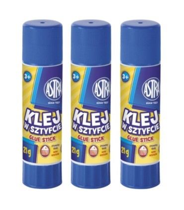 Zestaw 3 szt. x klej w sztyfcie 21 g Astra, łatwo zmywalny
