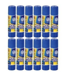 12 x KLEJ SZKOLNY ASTRA W SZTYFCIE 8 g SUPER MOCNY, NIE MARSZCZY PAPIERU