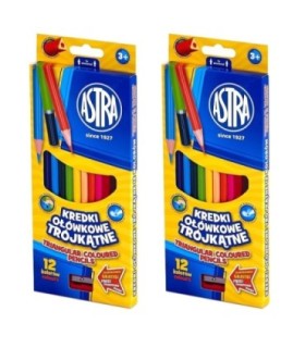 2x kredki ołówkowe trójkątne Astra Vision 12 szt. + temperówka