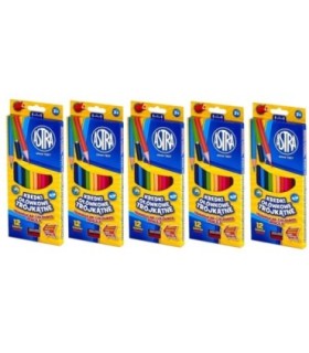 5x kredki ołówkowe trójkątne Astra Vision 12 szt. + temperówka